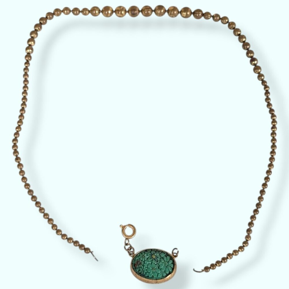Vintage 1930s Peking Glass Floral Necklace